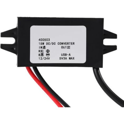 1pc DC-DC Buck Adaptateur 12V/24V vers USB 5V 3A Convertisseur Régulateur Cble Fils (1/5)