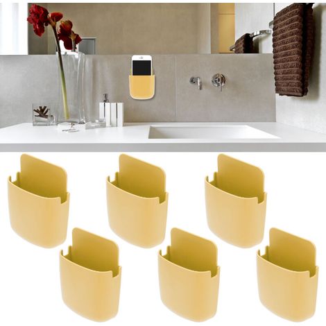 6 ensembles, étui de rangement pour téléphone à usage scolaire à domicile, support mural pour télécommande jaune (1/5)