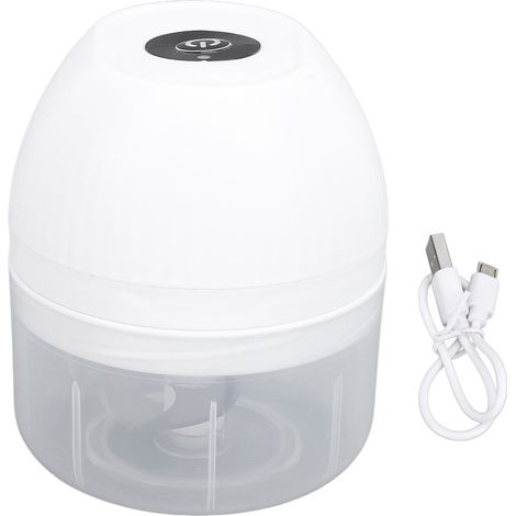 Hachoir à ail électrique miniature 250 ml, sans fil, multifonctionnel, pour la cuisine, hachoir à légumes et oignons, robot culinaire portable, blanc. (1/5)