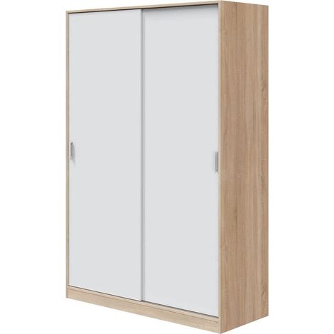 Armario 2 puertas correderas acabado roble canadian/blanco artik, 200cm(alto) 120cm(ancho) 50cm(fondo) (1/3)