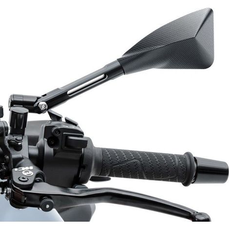 Specchio per manubrio moto CNC in alluminio grande nero
