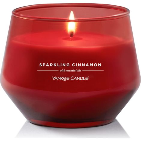 Bougie parfumée  Bougie moyenne Cannelle Pétillante  Bougie longue durée : 35 à 50 heures de combustion Design en verre élégant avec cire rougeCadeau pour femme (1/5)