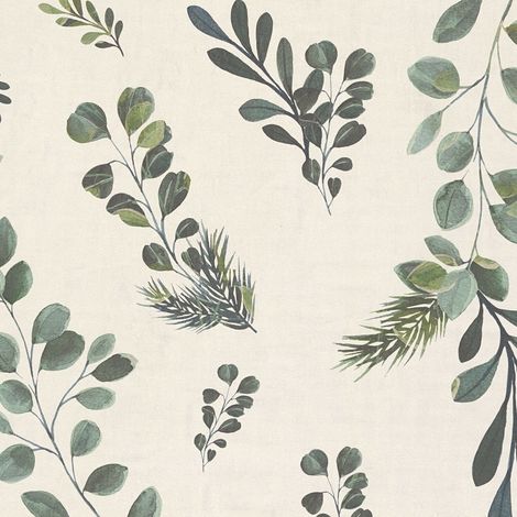 Natur Tapete Profhome 782211 heißgeprägte Vliestapete glatt mit floralen Ornamenten matt grau oliv-grün schwarz-grün 5,33 m2
