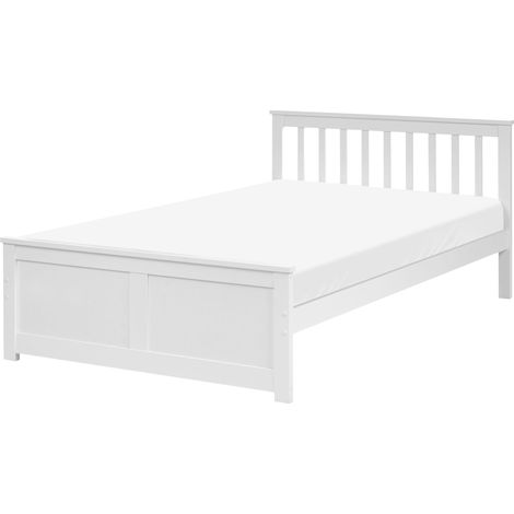 Bed Frame White Pine Wood MDF EU Small Double Size 4ft Headboard Minimalist OLENDON (1/5)