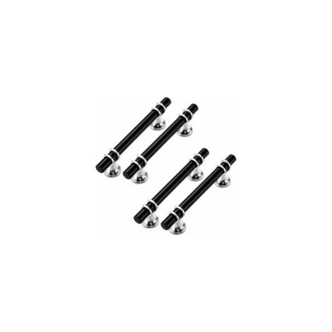 Ede Ensemble de 4 poignées de meuble de cuisine en alliage d'aluminium noir avec vis pour tiroir de meuble de chambre (96 mm) (1/5)
