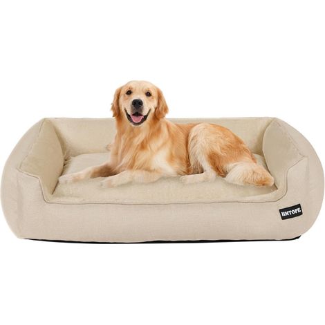 Hundebett Hundesofa Hundekissen Abnehmbar L 110 x B 86 x H 26 cm Beige (1/5)