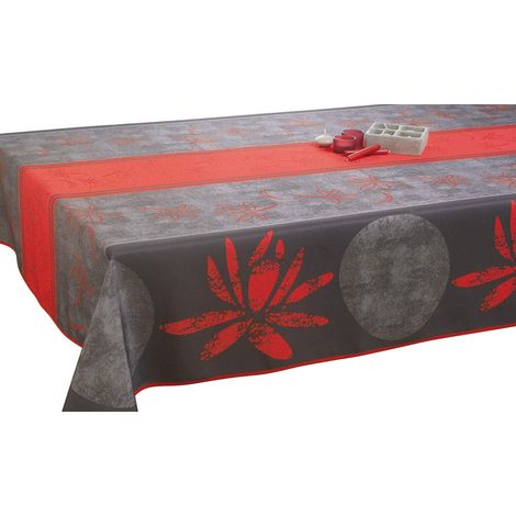 Le linge de Jules R003L Tovaglia, Poliestere, Rosso, Rettangolare 150x240 cm