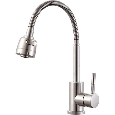 et de Cuisine,304 Acier Inoxydable Rotatif à 360° et Evier avec Flexible Tuyau,Mitigeur D'evier Sortie d'eau a Double Fonction et,Equipé Flexibles Chauds/Froids (1/5)