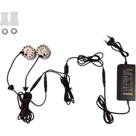 1 bloc d'alimentation + 2 brumisateurs pour aquarium, étang, machine à brume, humidificateur, décoration pour fontaine, étang, aquarium. (1/5)