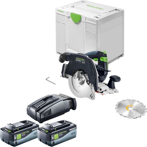 Sierra circular a batería Festool HKC 55 KEB-Basic 18 V 160 mm sin escobillas + 2 baterías de 8,0 Ah + cargador + Systainer