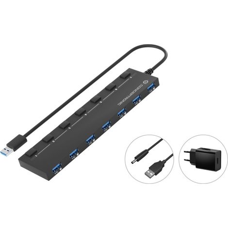 Conceptronic HUBBIES19BP hub USB 3.2 negro compacto