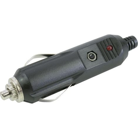 Cargador de mechero macho LED para coche, 12 V, color negro