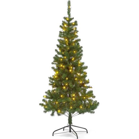 180cm Pre-Lit Christmas Tree with Realistic Branches and Energy-Efficient LED Lights, Easy Setup and Sturdy Base (1/4)
