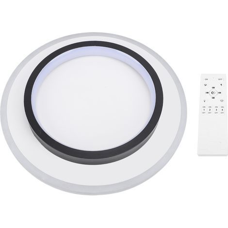 Modern round recessed LED ceiling light with remote control for living room, hallway, entrance, black (1/5)