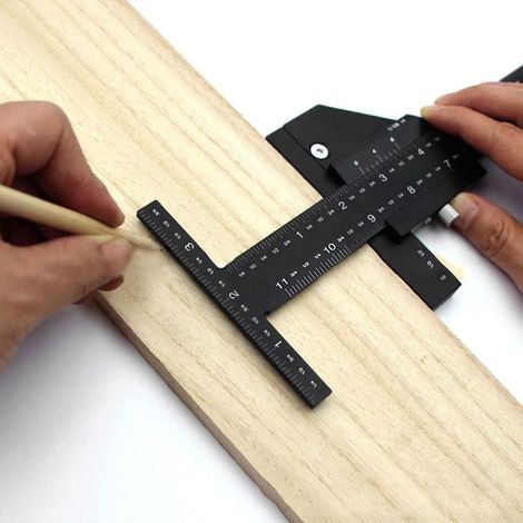 Règle en T pour le Travail du Bois, Règle de Marquage de 30 Cm, Règle Multifonctionnelle en Forme de T, Mesure en Métal, Règle de Marquage, Règle de Marquage pour Atelier de (1/5)