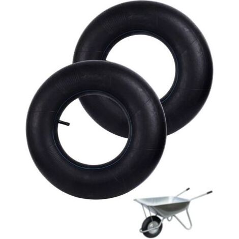 Chambre à air pour roue de chariot, pneu 4,80/4,00–8 avec valve courbée, compatible avec remorques, monocycles, tondeuses à gazon, chariots et scooters – lot de 2 (noir) (1/5)