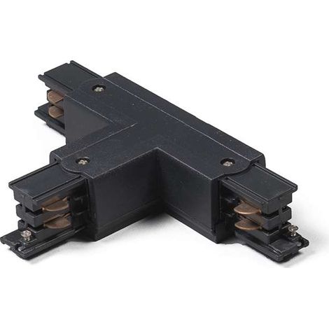 QAZQA Moderno Conector en T para carril trifásico izquierdo B negro Plástico Adecuado para LED Max. x Watt (1/2)