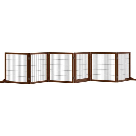 Beyamis Hundegitter, faltbar, Kiefernholz, 432 x 36 x 70 cm, kaffeebraun