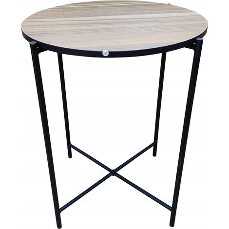 Runder Couchtisch Hope, Walnuss, schwarzer Couchtisch, klappbares Gestell (1/5)
