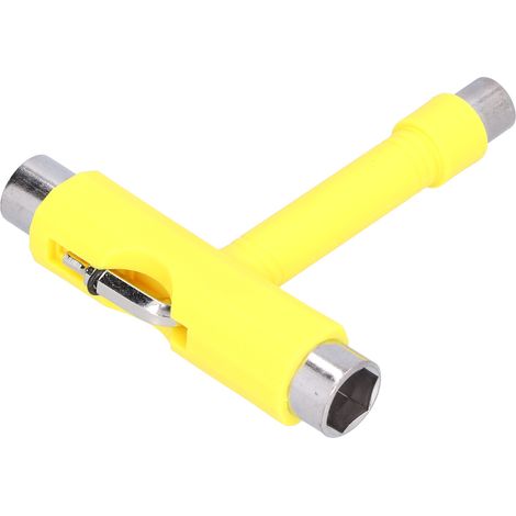Outil de skate multifonction portable pour skateboard, kit de clés hexagonales en T, visserie jaune (1/5)