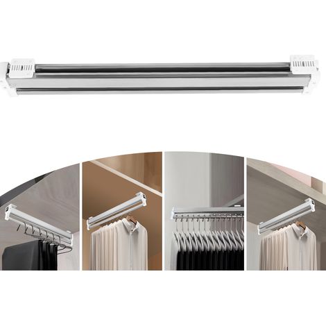 【Maison connectée】Porte Pantalon Coulissant Porte-Pantalons Extensible acier inoxydable Rack À Pantalons Extensibles coulissement silencieux Garde-Robe Extractible Facile À Installer Porte Cintre Coul (1/5)