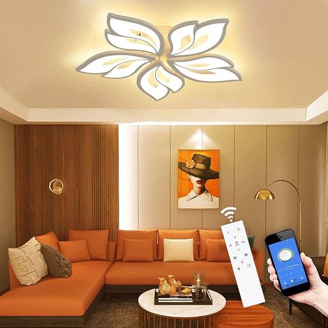 Plafonnier LED APP à intensité variable - Lampe de salon - Lampe de chambre à coucher avec télécommande - Changement de couleur - Plafonnier moderne à économie d'énergie - Éclairage de plafond pour (1/5)