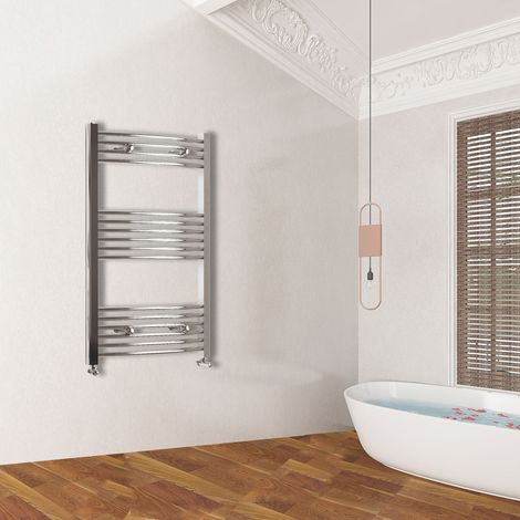 Acezanble 1000x600mm(HxW) Chrome Curved Center Heated Towel Track Heated Towel Radiator
