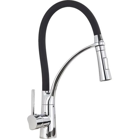 Grifo de fregadero de cocina, diseño extraíble, construcción de latón duradero, cromado. (1/2)
