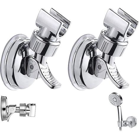 Support de Pommeau de Douche - Ventouse Réglable 360° - Sans Perçage - Pour Carrelage Verre Miroir - 2 Pièces (1/5)