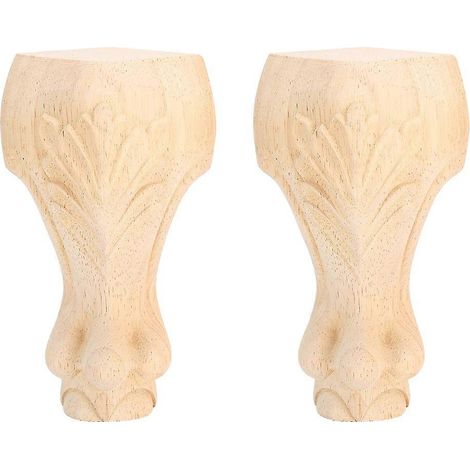 Ensemble de deux pieds de meubles en bois sculpté, convenant à des usages décoratifs tels que tables basses, chaises, armoires et canapés. (1/5)