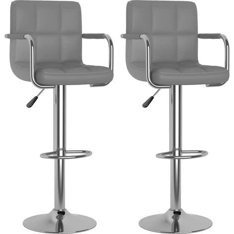 Taburetes de cocina 2 unidades cuero sintético gris vidaXL (1/5)