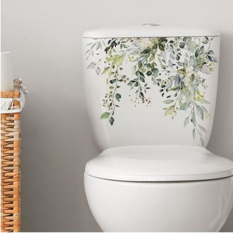 Plante verte vigne stickers muraux salle de bain toilette décoration de la maison stickers décoratifs autocollants muraux (1/4)