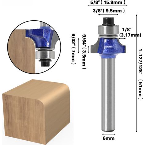 Fraise à angle rond professionnelle Jincheng 61/4 – chanfreinage, rainurage, fraisage bois, pour machine à rogner (1/5)