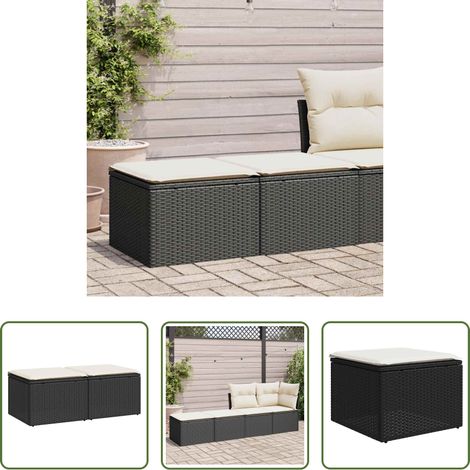 vidaXL Set sofás jardín y cojines 2 pzas ratán sintético acacia negro (1/5)