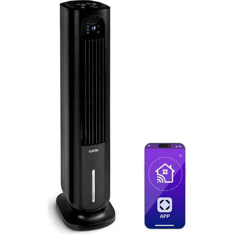 Klarstein Polar Tower Smart, Ventilatore, Raffreddatore Evaporativo, Telecomando, 5 Piastre Eutettiche, 7L, 85W