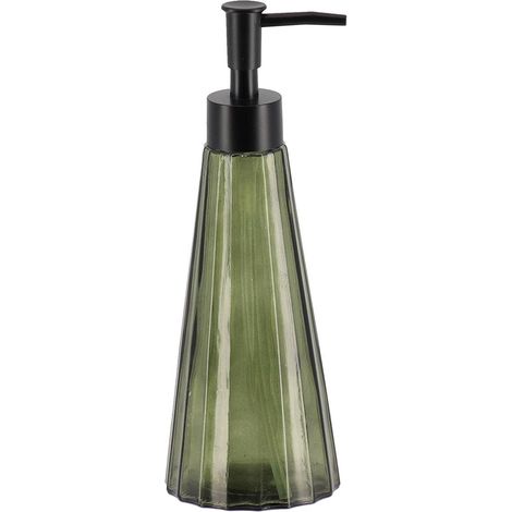 Distributeur a savon verre forme conique 300ml - vert olive translucide - Tendance (1/2)