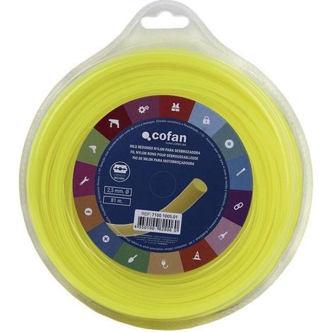 Hilo redondo de nylon para desbrozadora 81 m x 2,5 cm