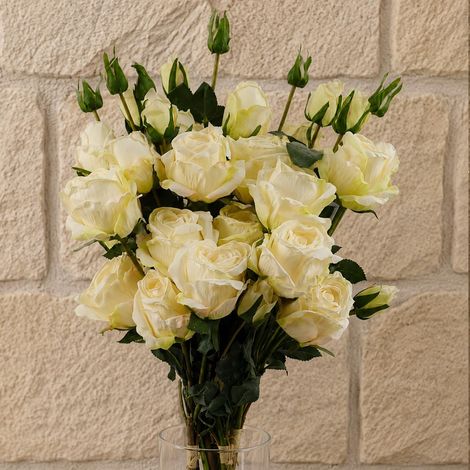 6 x 60cm Cream Rose Artificial Flower Sprays 24 Flowers 18 Buds (1/5)