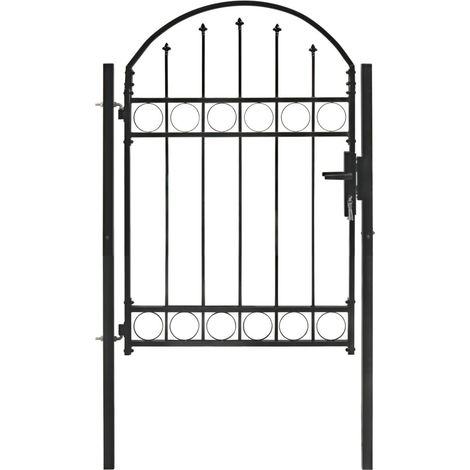 Portail de jardin en Acier 100 x 125 cm Noir et traité. Serrure et poignée incluse. Qualité