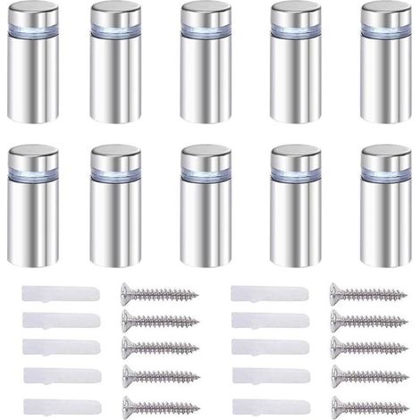 20x Vis d'écartement, verre publicité Axe entretoise Boulon Fix Verre standoff publicité, acier Inox, 12X40mm, avec accessoires de montage à vis (1/5)