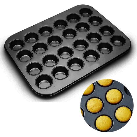 Moule à gâteau antiadhésif 24 alvéoles en acier au carbone, revêtement en téflon, plaque de cuisson, ustensiles de cuisson (1/4)