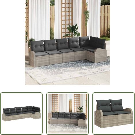 Poly-Rattan - Gartensofa-set Hellgrau Poly-Rattan (1/5)