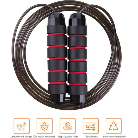 Corde à Sauter Sportive en Métal - Poignées Ergonomiques Antidérapantes - Parfaite pour Entraînement, Cardio et Brûlage de Graisses - Compacte et Portable (1/5)