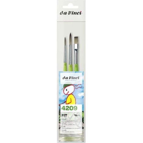3 pinceaux - Rond et brosse - Fibres synthétiques - Multi-usages - Da vinci - Set 4209 (1/2)