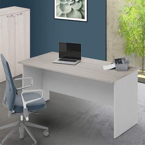 Scrivania ufficio con ripiano bicolore olmo larga 160 (1/4)