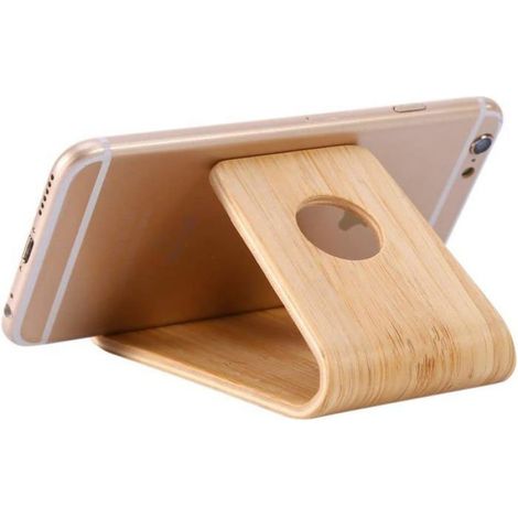 Support Telephone - Bois Bambou Naturel - Pour Bureau Table Chevet - Hauteur Réglable - 1 Pièce (1/4)