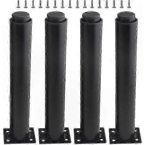 Ensemble de quatre pieds de meubles réglables noirs (25-42 cm), structure métallique robuste (1/5)