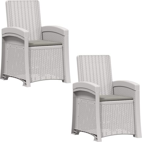 Sillón de jardín reclinable imitación ratán 2 pcs PP vidaXL