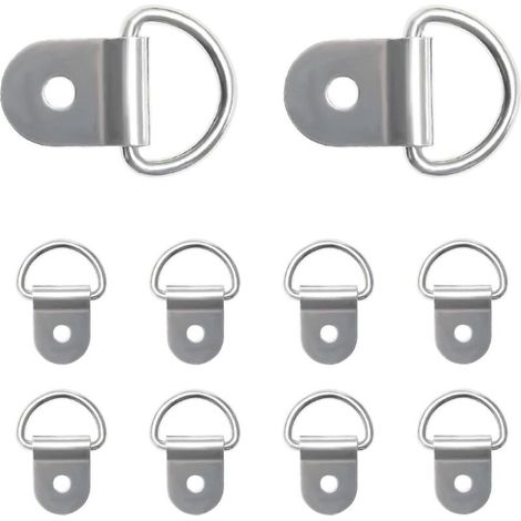 Lot de 10 anneaux d'arrimage en acier de petite taille, anneaux d'ancrage robustes pour chargement, points d'ancrage pour camions, remorques, argenté (1/5)