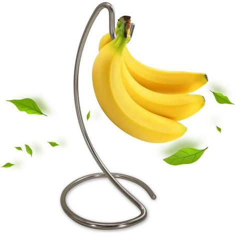 1 pièce - Acier inoxydable Banane Hanger - rack suspendu avec crochets pour usage domestique - Argent (1/5)